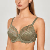 Floral Lace Full Coverage Pus Size See Through Bra